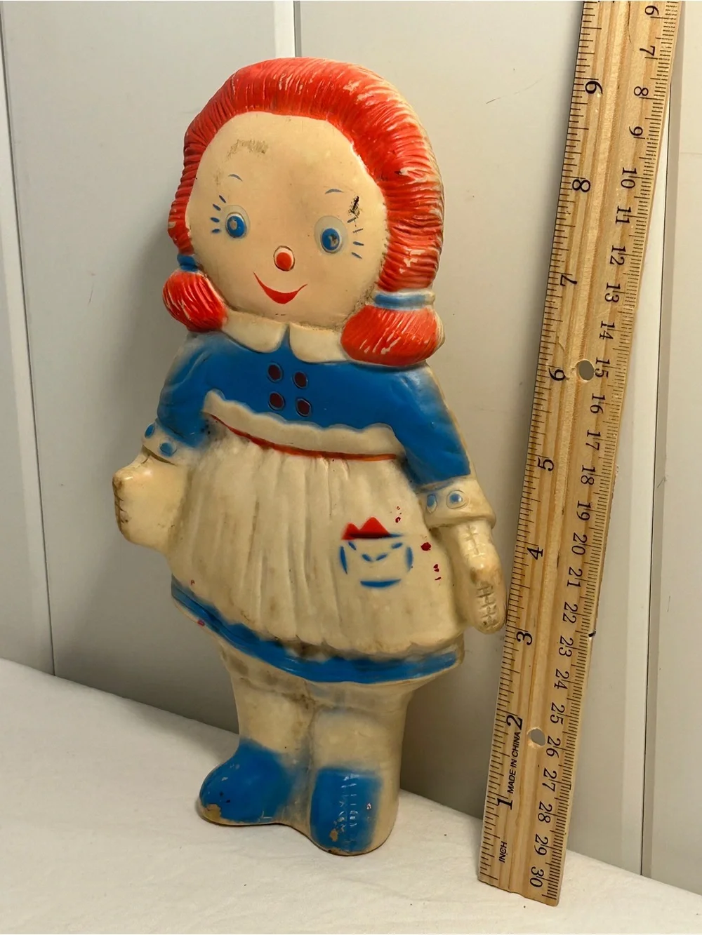 Vintage 1962 Jolly Blinker Raggedy Ann Rubber Squeak Toy Doll 60s retro
